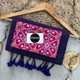 Purple Handloom Cotton Saree With Patola Print Blouse